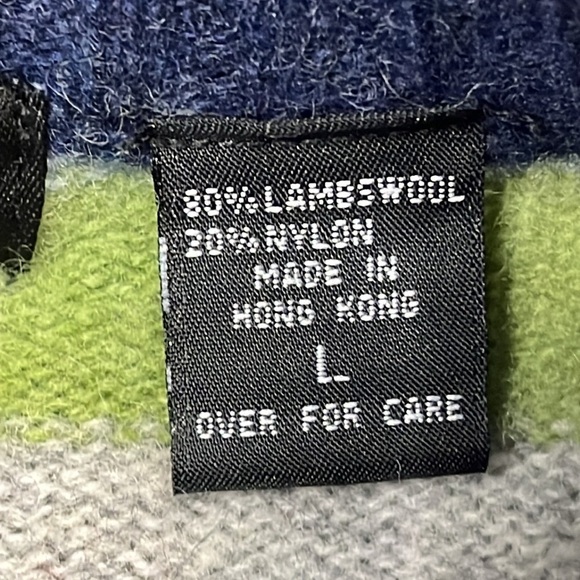 Express Jeans Lambswool Full Zip Stripe Multicolor Sweater Indie Y2K 90’s Sz L - Picture 14 of 14